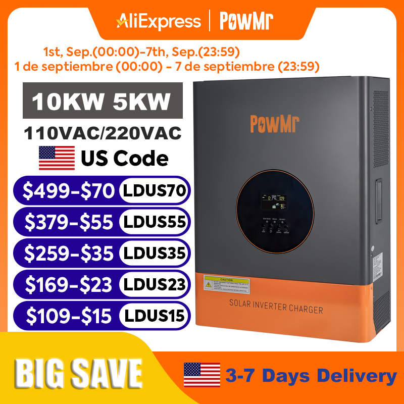 PowMr 10KW 5KW Split Phase Inv - Drone Solar Charger 评论和价格